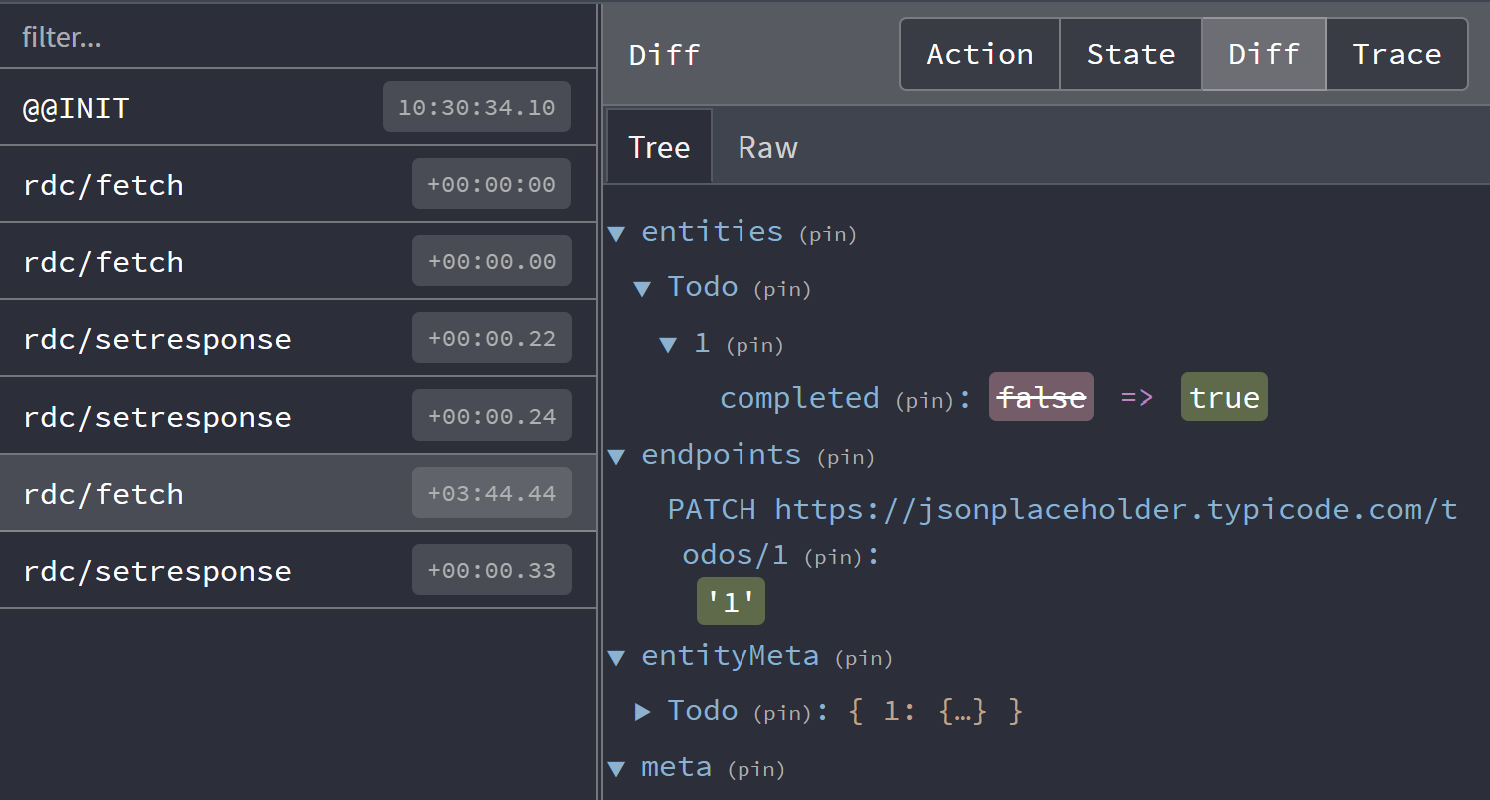 Reactive Data Client devtools diff Dev tools 差异检查器